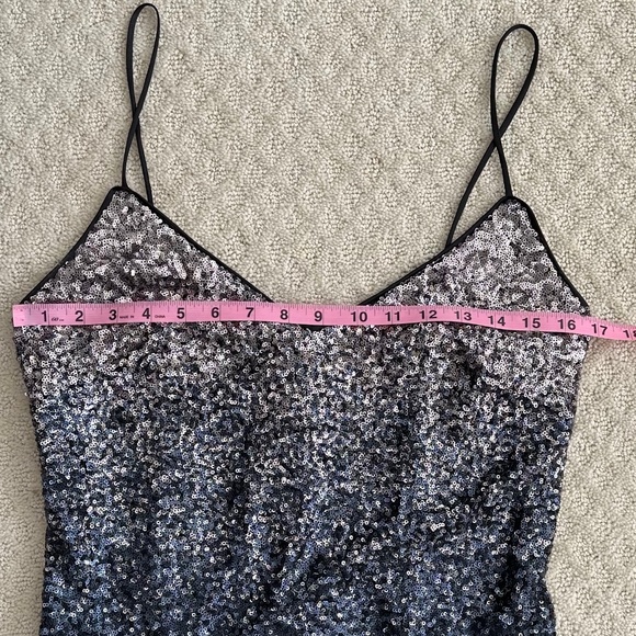 Laundry By Shelli Segal Black/Blue Ombre Sequin Cocktail Slip Dress 12 NWT Sexy - Picture 12 of 12